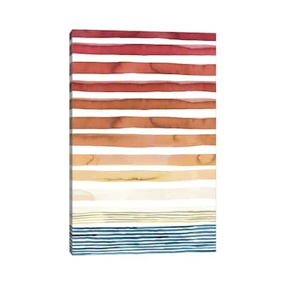 iCanvas "Summer Sunset Watercolor Stripes" by Ninola Design Canvas Print