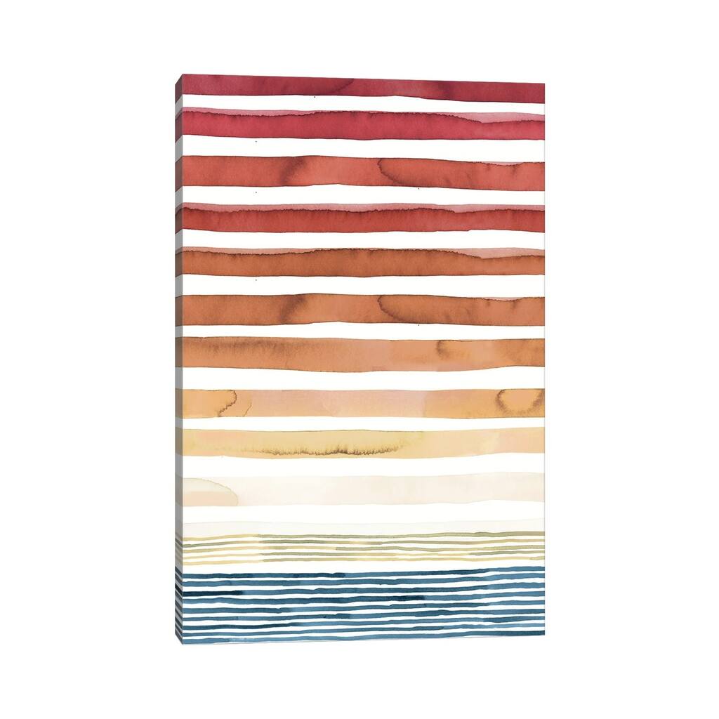 iCanvas "Summer Sunset Watercolor Stripes" by Ninola Design Canvas Print