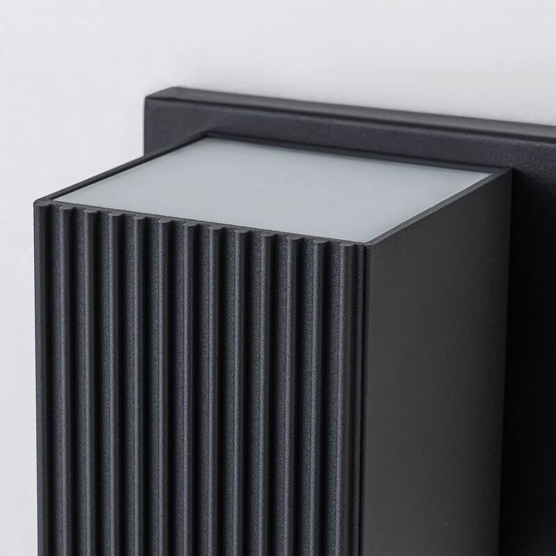 2-Light Matte Black LED Outdoor Wall Sconce