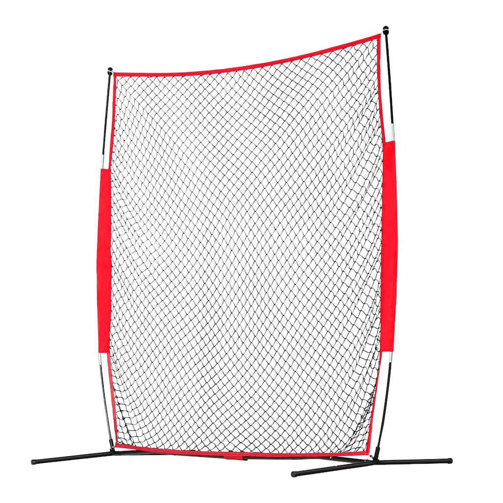 7x7 Feet Portable Ball Sports Barrier Netting with Carry Bag and Steel Pipe Base