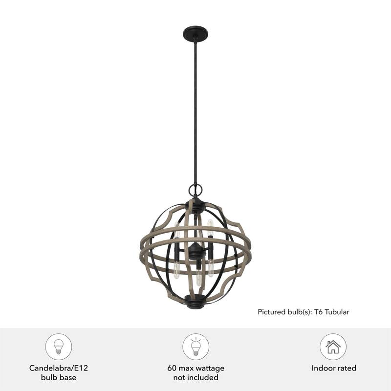Hunter 19.25" Stone Creek 6-Light Pendant - Entry, Island, Dining Room - Modern Farmhouse, Rustic, Transitional