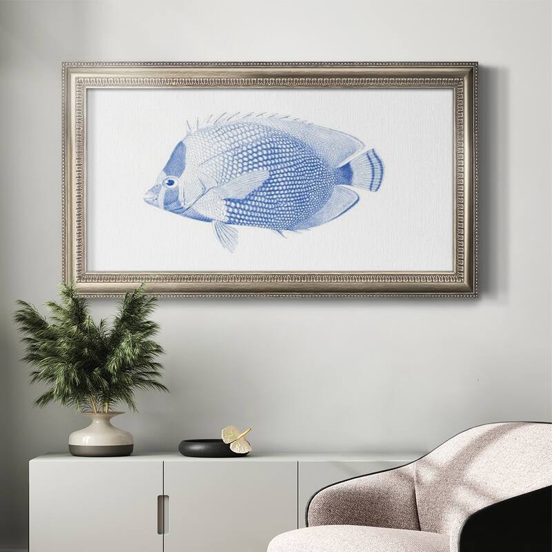 Blue & White Tropical Fish VI Premium Framed Canvas- Ready to Hang