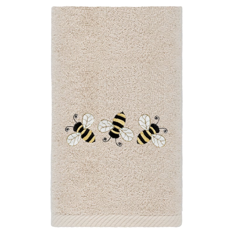 Authentic Hotel and Spa Bee Dance - Embroidered Luxury 100% Turkish Cotton Hand Towel - Sand