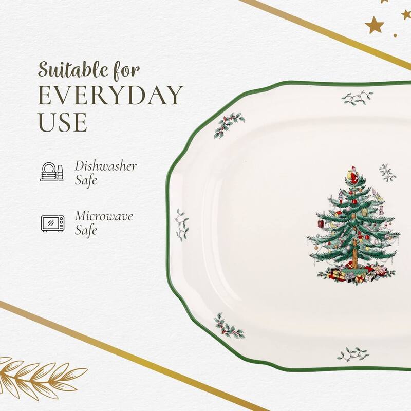 Spode Christmas Tree Sculpted Platter - 19" L x 16" W