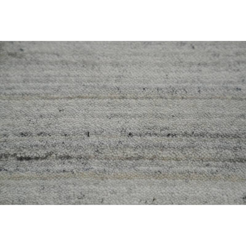 Hand Knotted Oriental 100% Wool Carpet Tribal Stripe Greys & Charcoal Gabbeh Area Rug - 12' 6'' X 9' 2''