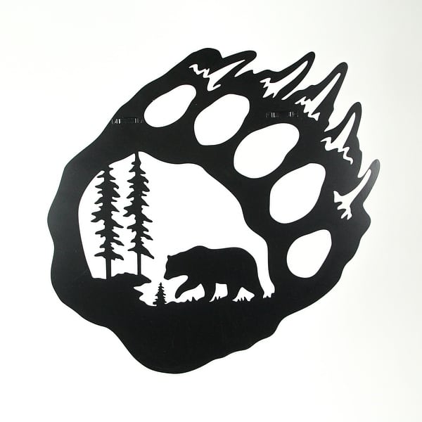 Black Bear Paw Nature Scene Metal Wall Hanging Forest Lodge Decoration ...