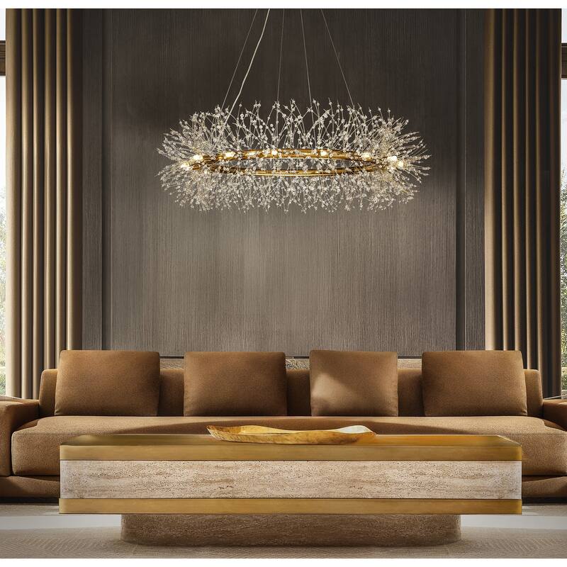 Modern Firework Crystal Chandelier for Dining Room and Living Room Bulb Included