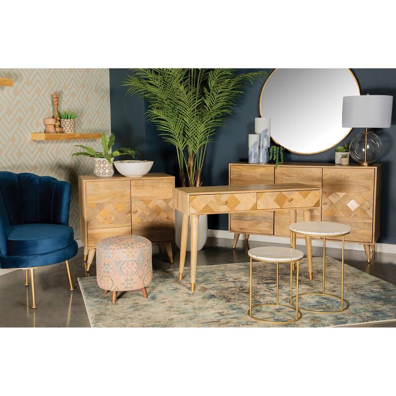 Austin Natural Checkered Pattern 3-door Accent Cabinet