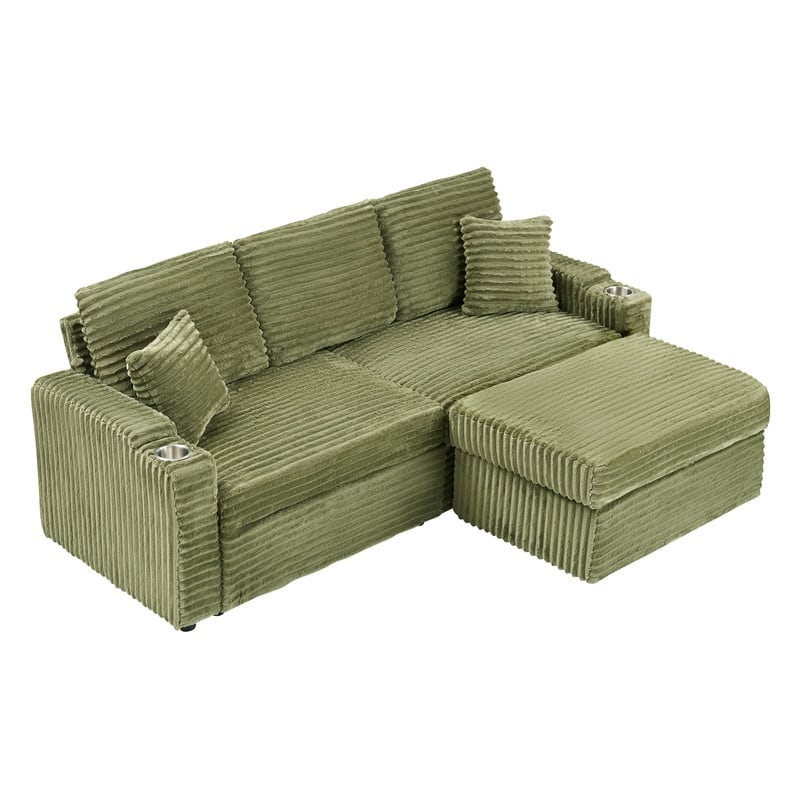 80" Cordylona Sofa, Cup Holder, Ottoman Storage