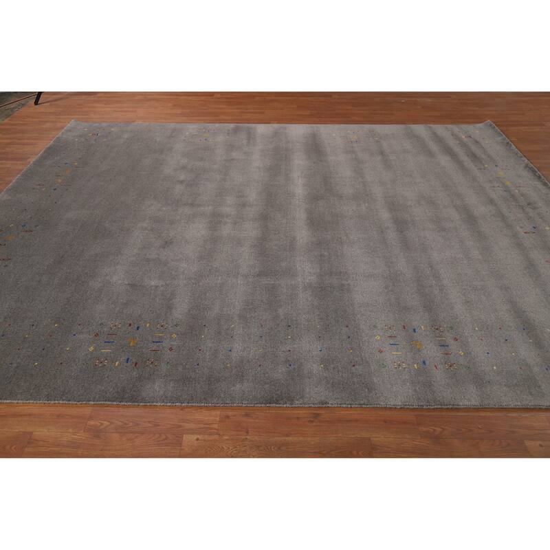 Tribal Gray Gabbeh Oriental Area Rug Handmade Wool Carpet - 8'2" x 9'11"