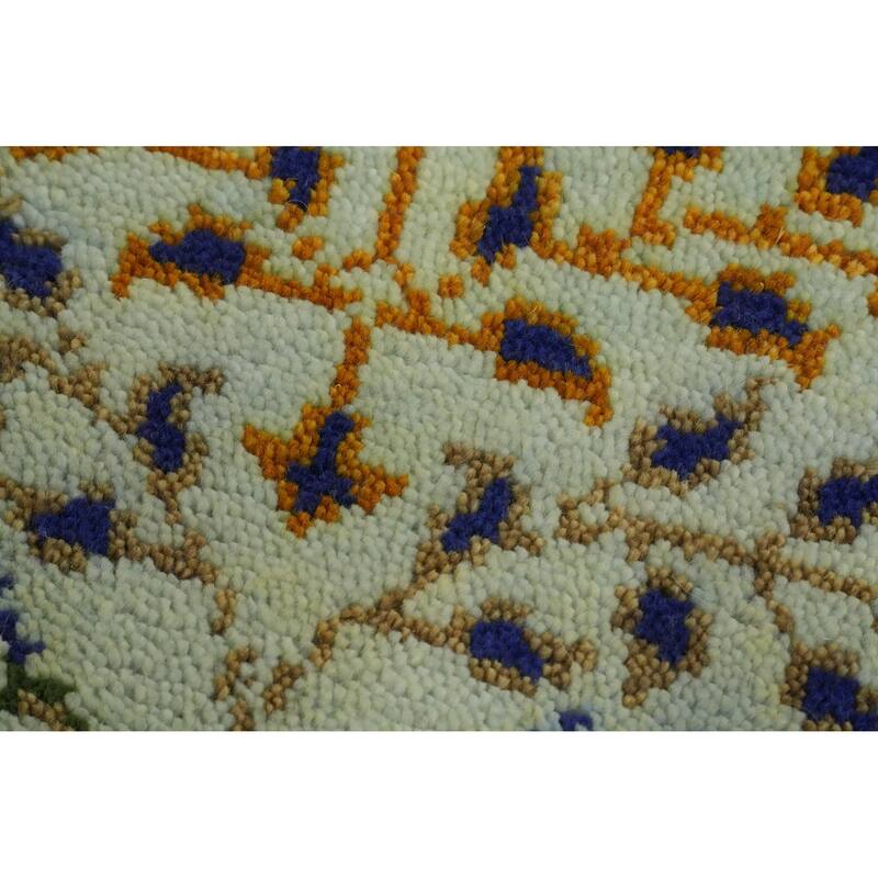 Hand Knotted Oriental 100% Wool Carpet Traditional All-Over Green Ziegler Runner Rug - 7' 11'' X 2' 6''