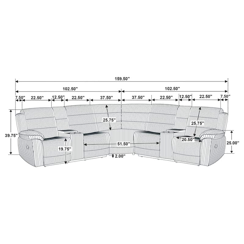 Atkinson Upholstered Reclining Sectional Sofa - 117" x 117" x 40.5"