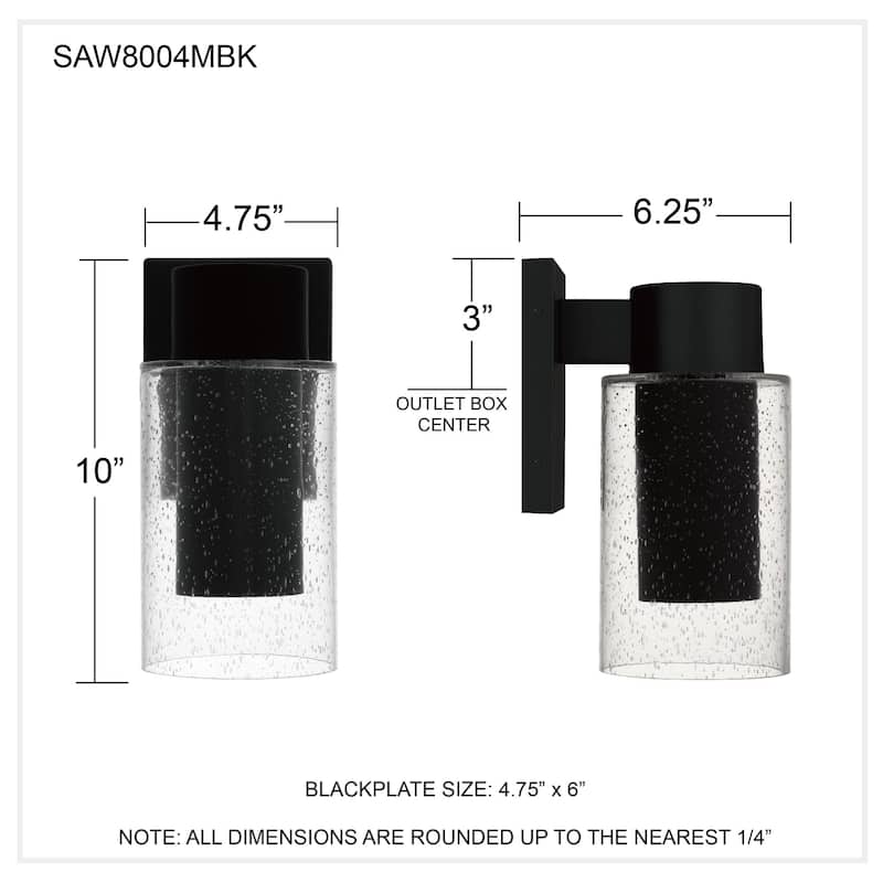 Sawyer 1-Light Matte Black Dark Sky Outdoor Wall Lantern