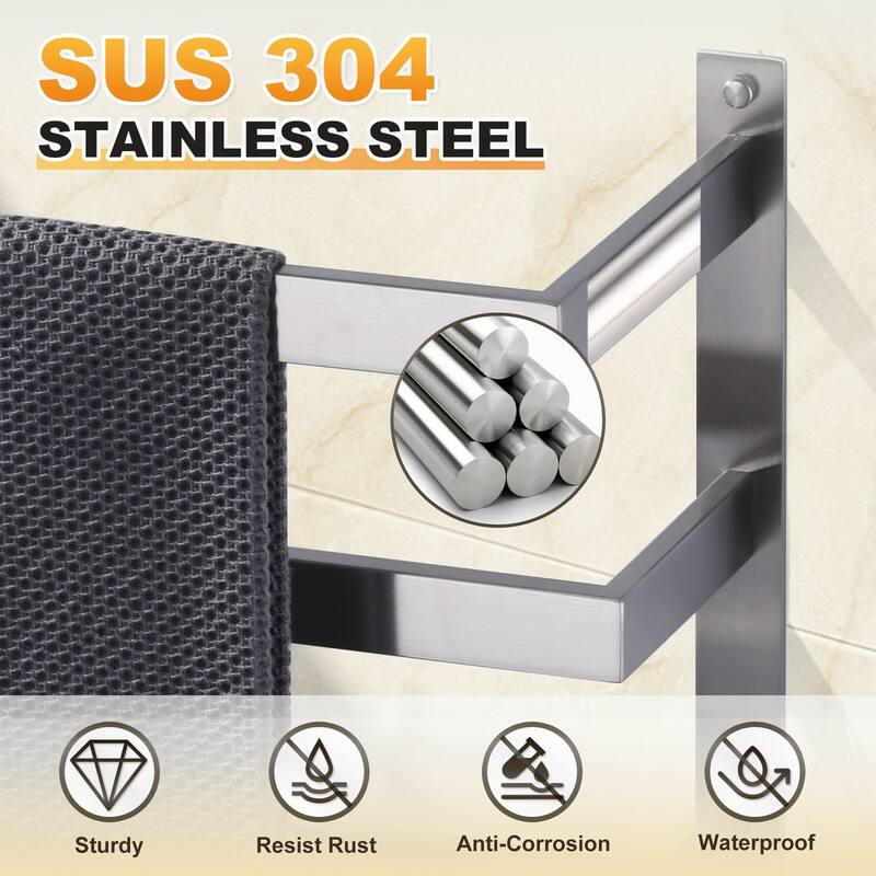 WOWOW Modern Wall-Mounted Stainless Steel Tiered Three-Tier Towel Rack