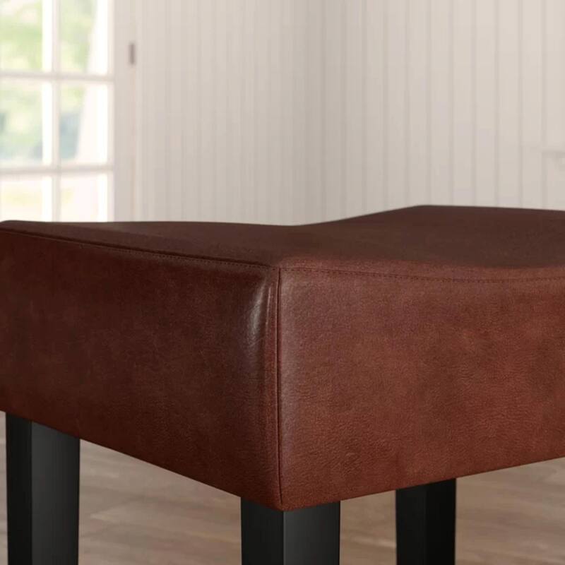 Set of 2, 26.75" Backless Leather Counter Height Barstools