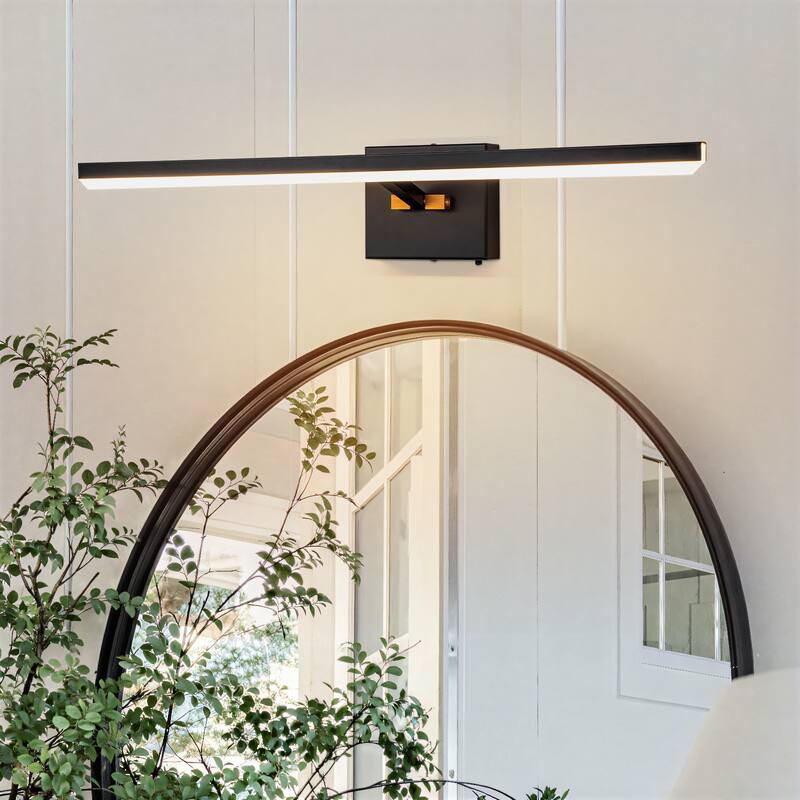 Modern Dimmable LED Wall Sconce Bathroom Vanity Light with 3-CCT Selectable Light - Black