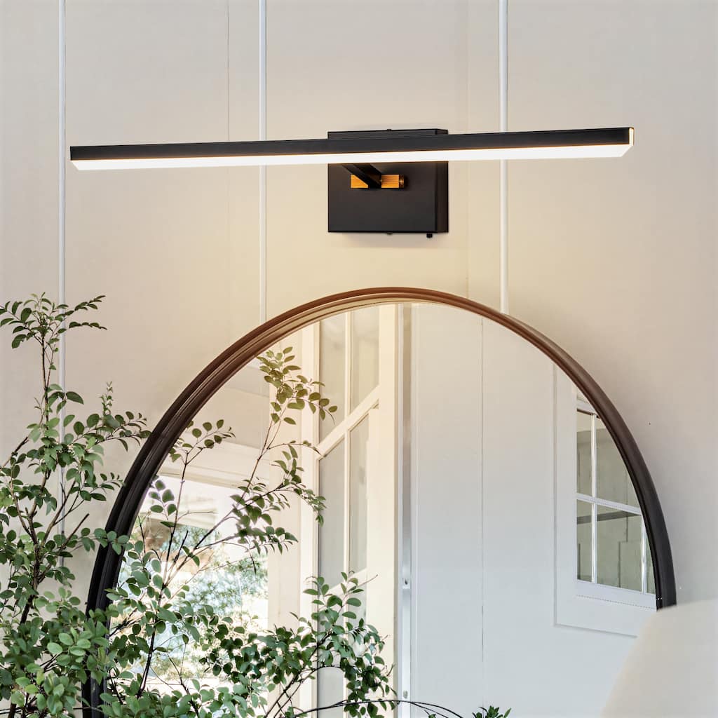 Modern Dimmable LED Wall Sconce Bathroom Vanity Light with 3-CCT Selectable Light - Black