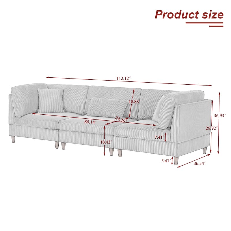 Jannae 112.12'' Upholstered Corduroy Sofa