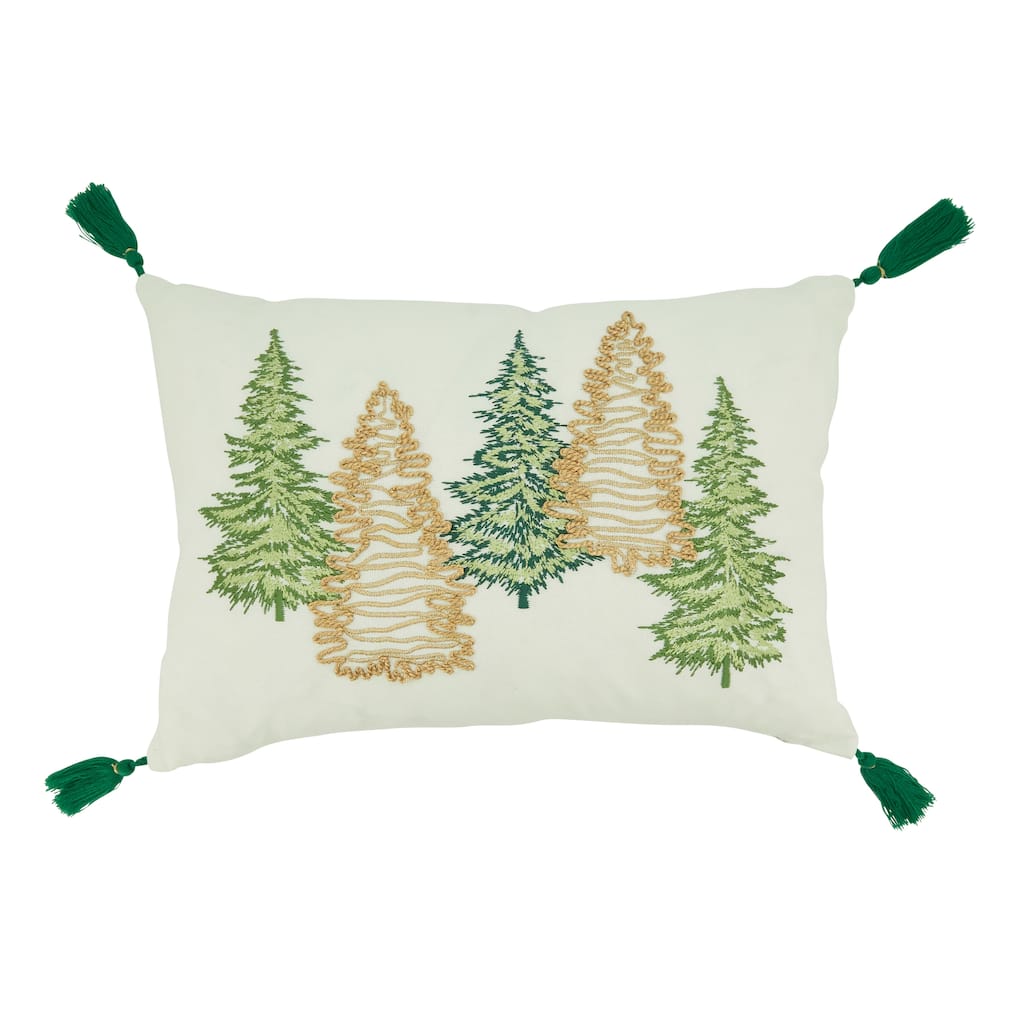 Throw Pillow With Christmas Trees Design