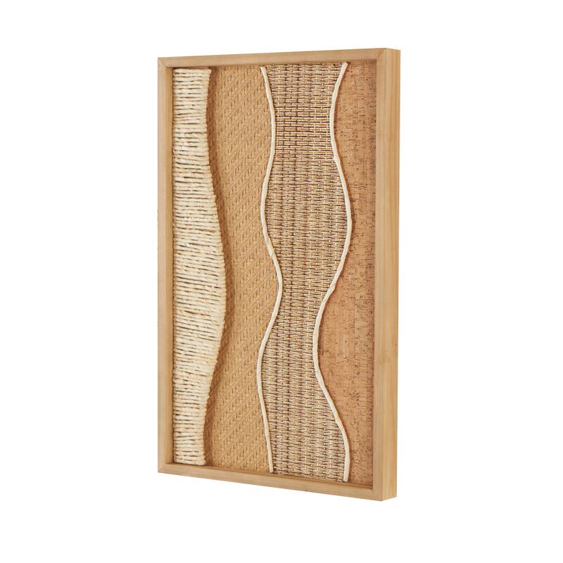 Brown Wood Handmade Dimensional Wavy Mixed Media Abstract Home Wall Decor with Various Textures and Patterns