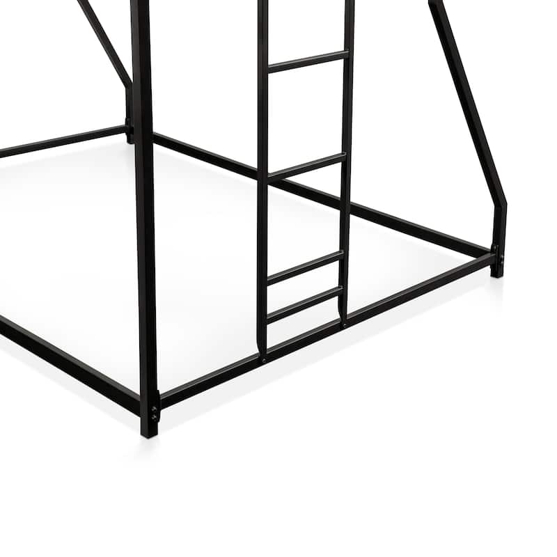 Furniture of America Jackson Modern Metal Twin over Full Low Profile Bunk Bed with Reversible Ladder