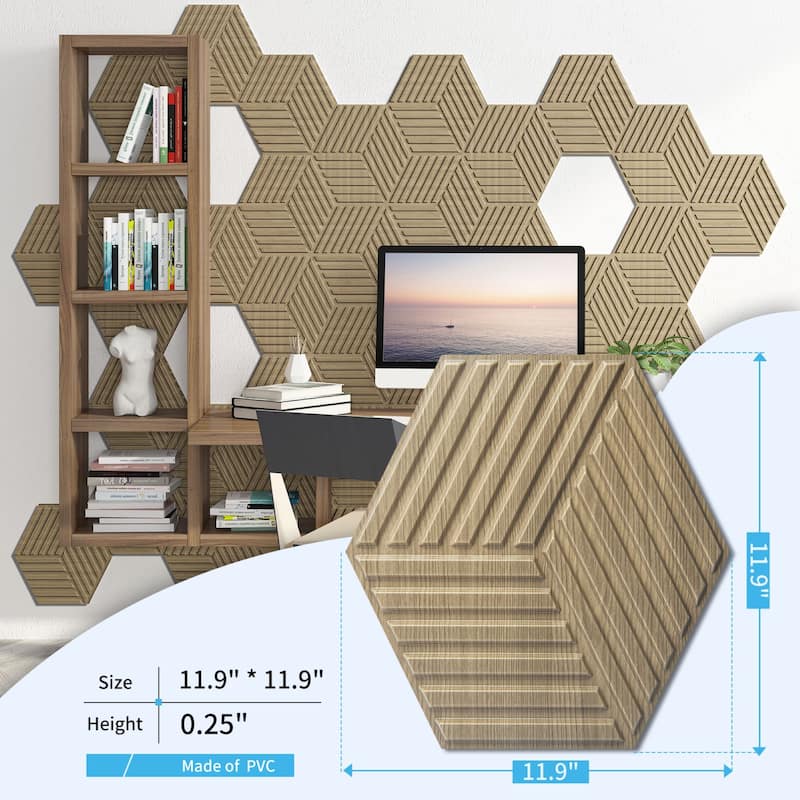 Art3d 11.9''X11.9'' PVC 3D Wall Panels for Interior Wall Decor, Textured Accent Wall Panrling,33-Pack,32 sqft