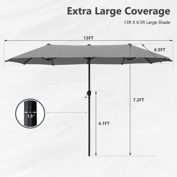 dimension image slide 9 of 12, MAISON ARTS 13ft Double -Sided Patio Umbrella Extra Large with Crank