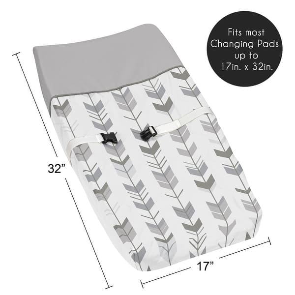 Sweet Jojo Designs Changing Pad Cover for the Grey and White Mod Arrow Collection