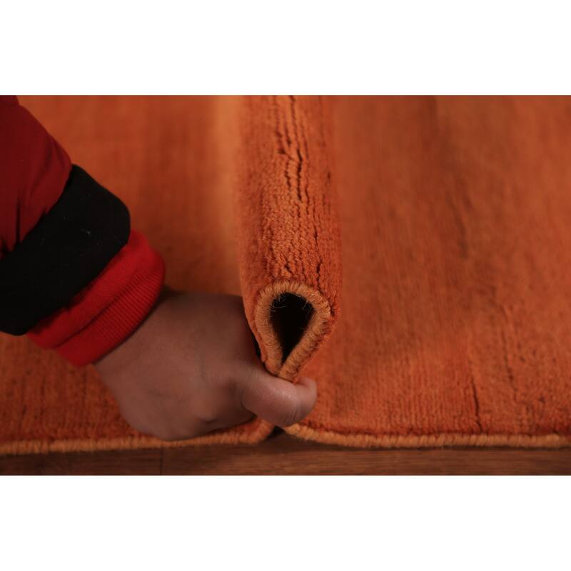 Orange Gabbeh Oriental Runner Rug Hand-Knotted Wool Carpet - 3'0" x 9'10"