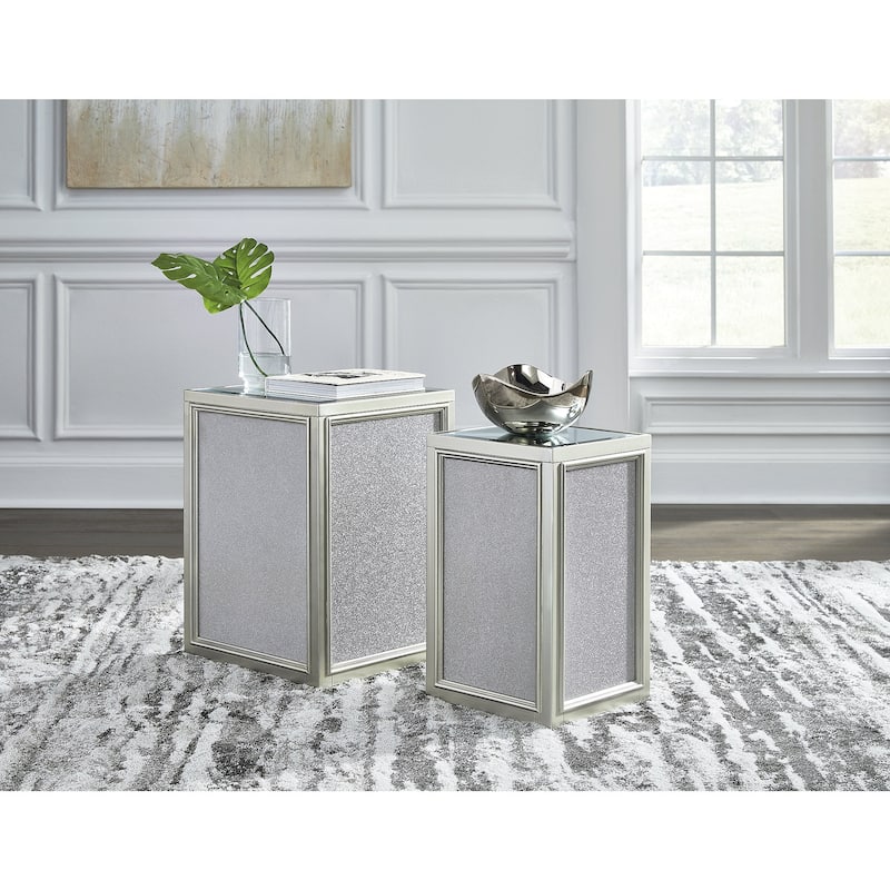 Signature Design by Ashley Traleena Silver Nesting End Tables (Set of 2) - 16"W x 16"D x 22"H