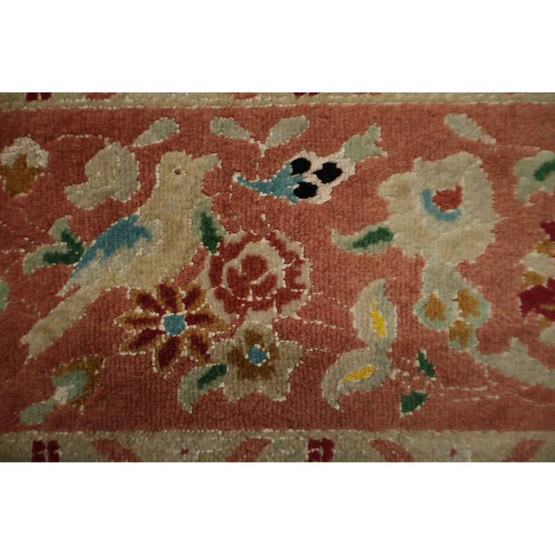Hand Knotted Oriental Wool & Silk Carpet Traditional Floral Black Tabriz Area Rug - 6' 7'' X 4' 10''