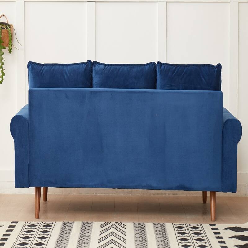 Plush Microfiber Sofa, High-Density Foam Comfort, Solid Wood Frame