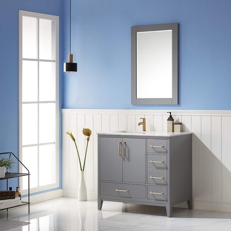 Altair Ivy Rectangular Bathroom Wood Framed Wall Mirror