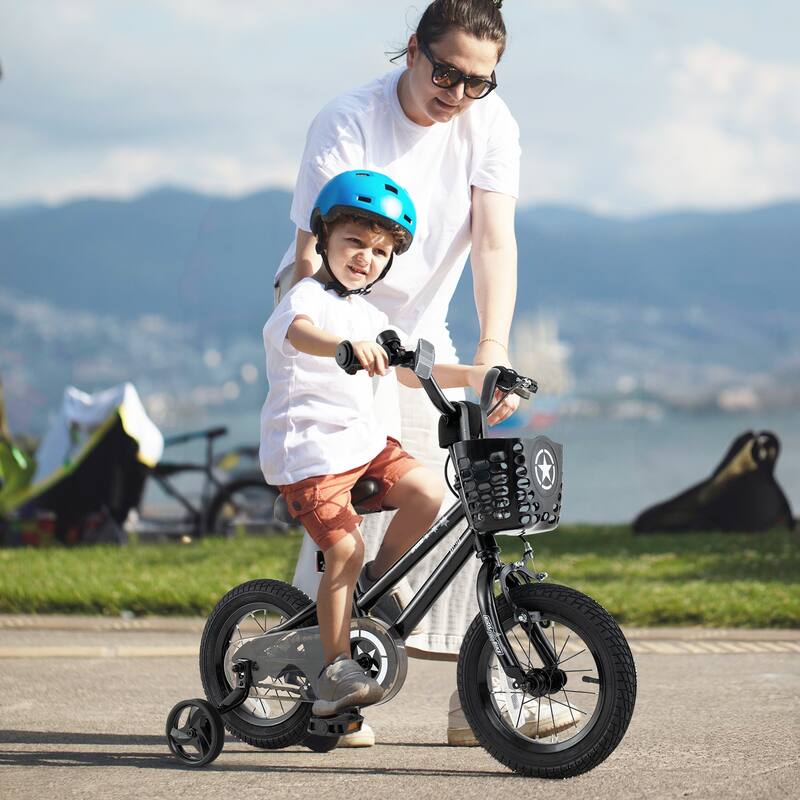Kids Bike with Basket Adjustable Seat and Training Wheels