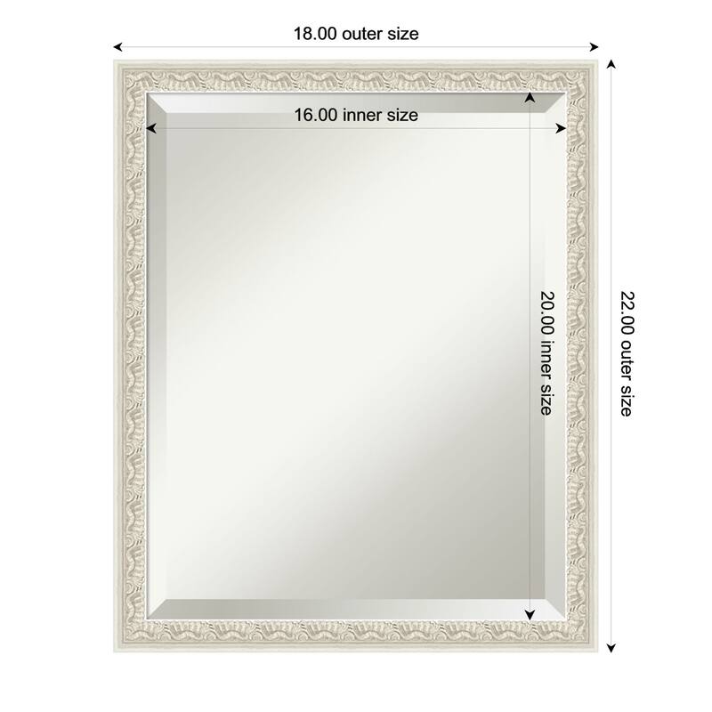 Bethany Beveled Wood Framed Bathroom Vanity Wall Mirror - 18 x 22 in - Bethany Silver