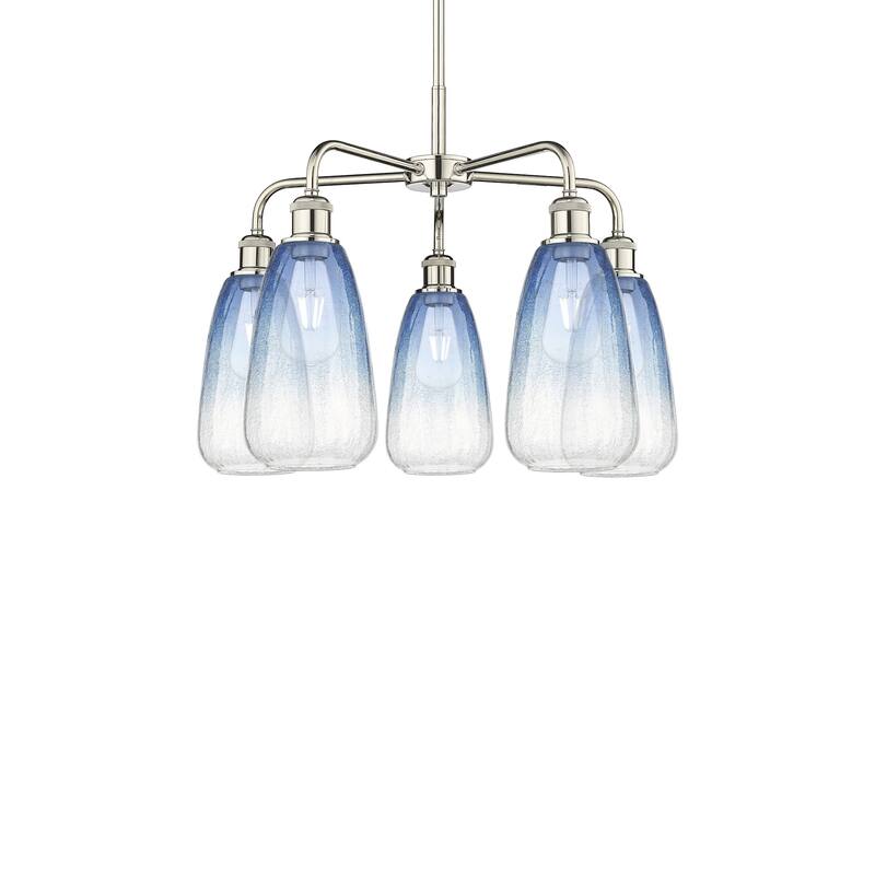 Innovations Lighting 516-5CR-19-25 Brookhaven Almond Chandelier - Polished Nickel / Sapphire Blue