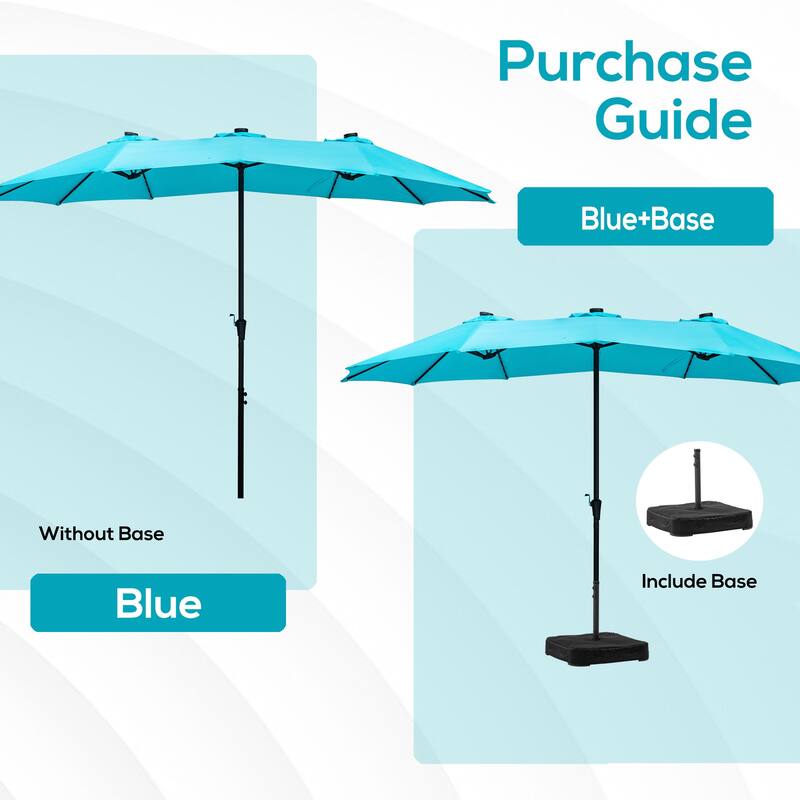 Ainfox 15-foot Double-sided Solar LED Lighted Patio Umbrella