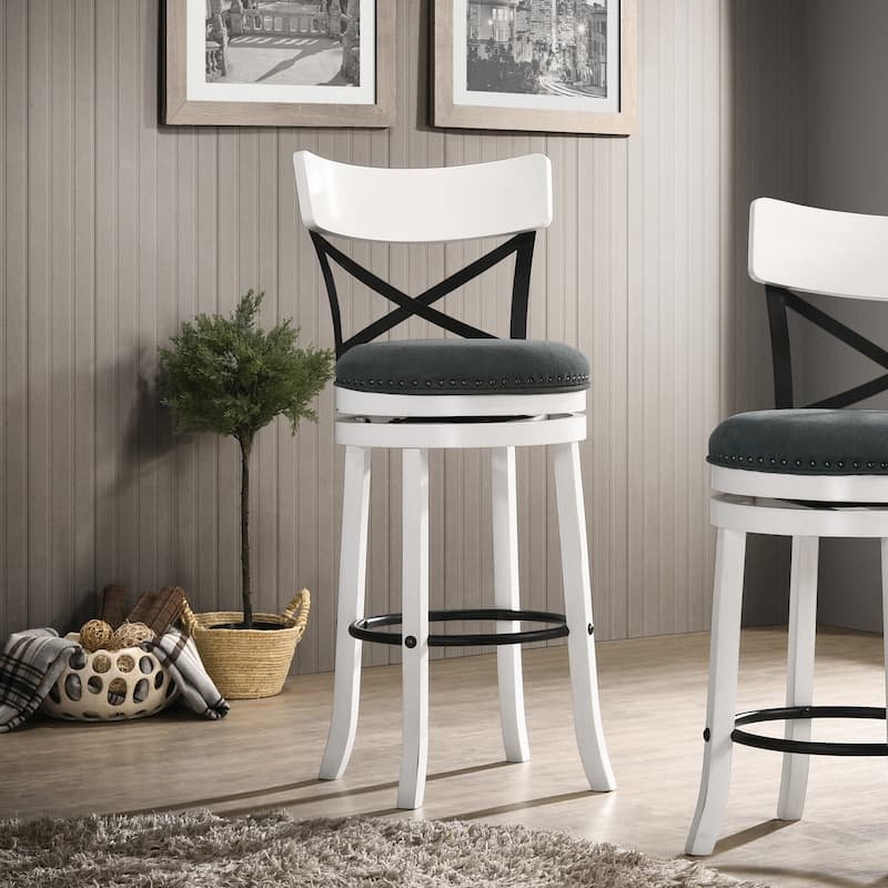 Heidi Modern Farmhouse Swivel Barstools (Set of 2) by Furniture of America - Sea White - Bar Height