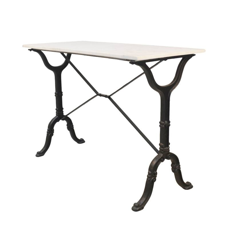 Handmade Console Table with Marble Top - 42" - White and Black