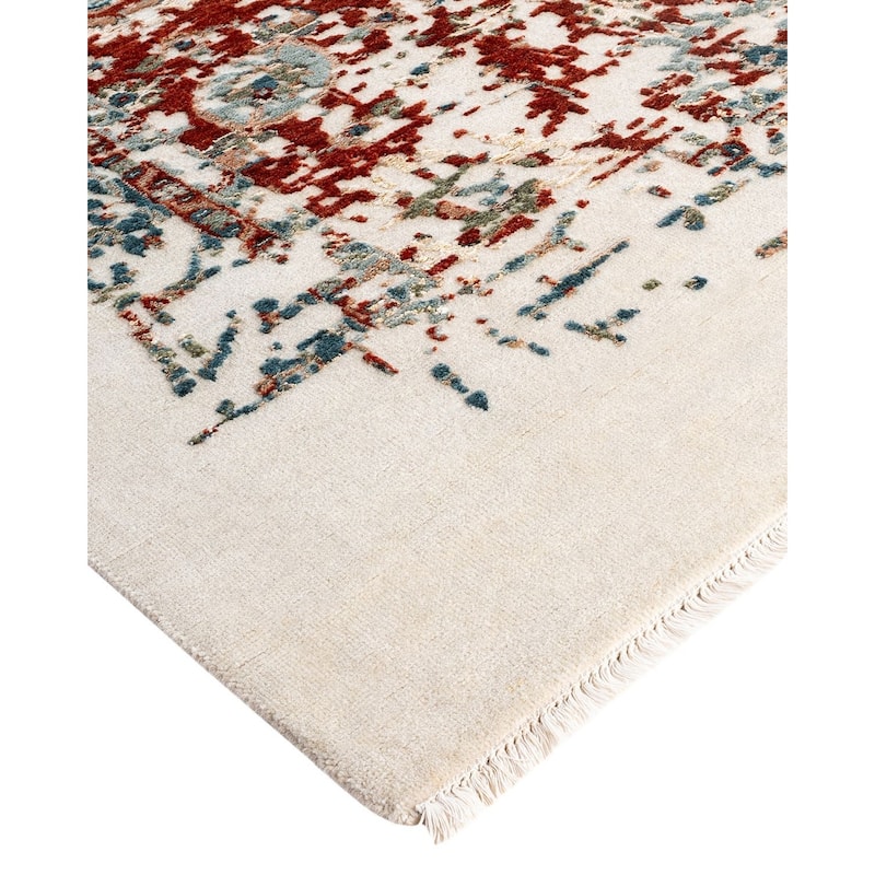Ikat One-of-a-Kind Hand-Knotted Area Rug, Red - 8' 3" x 10' 2"