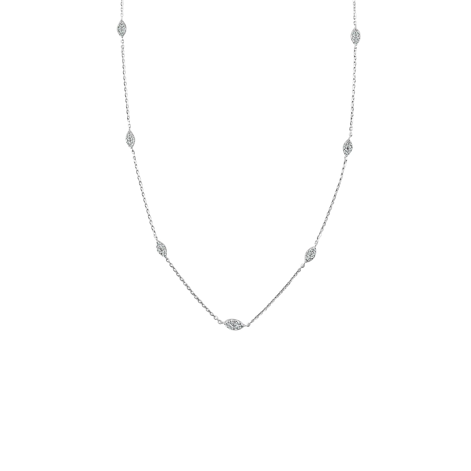Joelle Collection Diamond Station Necklace 14K Gold 1/3ct TDW on a 14-18-inch Adjustable Chain