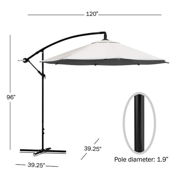 Pure Garden Offset 10-foot Cantilever Hanging Patio Umbrella - Cream