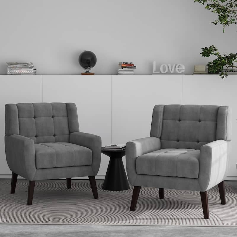 Tufted Arm Chair Upholstered Lounge Chair(Set of 2)