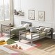 preview thumbnail 3 of 10, Contemporary Design Wood Bunk Bed with Staircase, Sturdy and Durable Frame, Maximized Storage Space, Grey