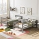preview thumbnail 1 of 10, Stairway Twin-Over-Twin Bunk Bed with Storage and Guard Rail with Storage Gray