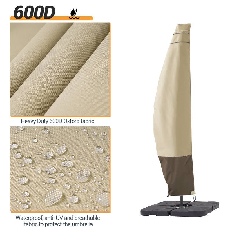 LIVOOSUN Patio Offset Umbrella Covers 600D Waterproof, Fits 8ft-11ft