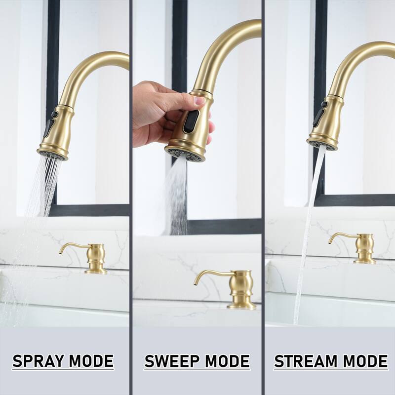 Clihome 3 Function Widespread Single Handle Kitchen Faucet