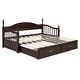 preview thumbnail 7 of 25, Wooden Twin Size Daybed with Twin Size Trundle, Extendable Daybed with Two Storage Drawers, Espresso