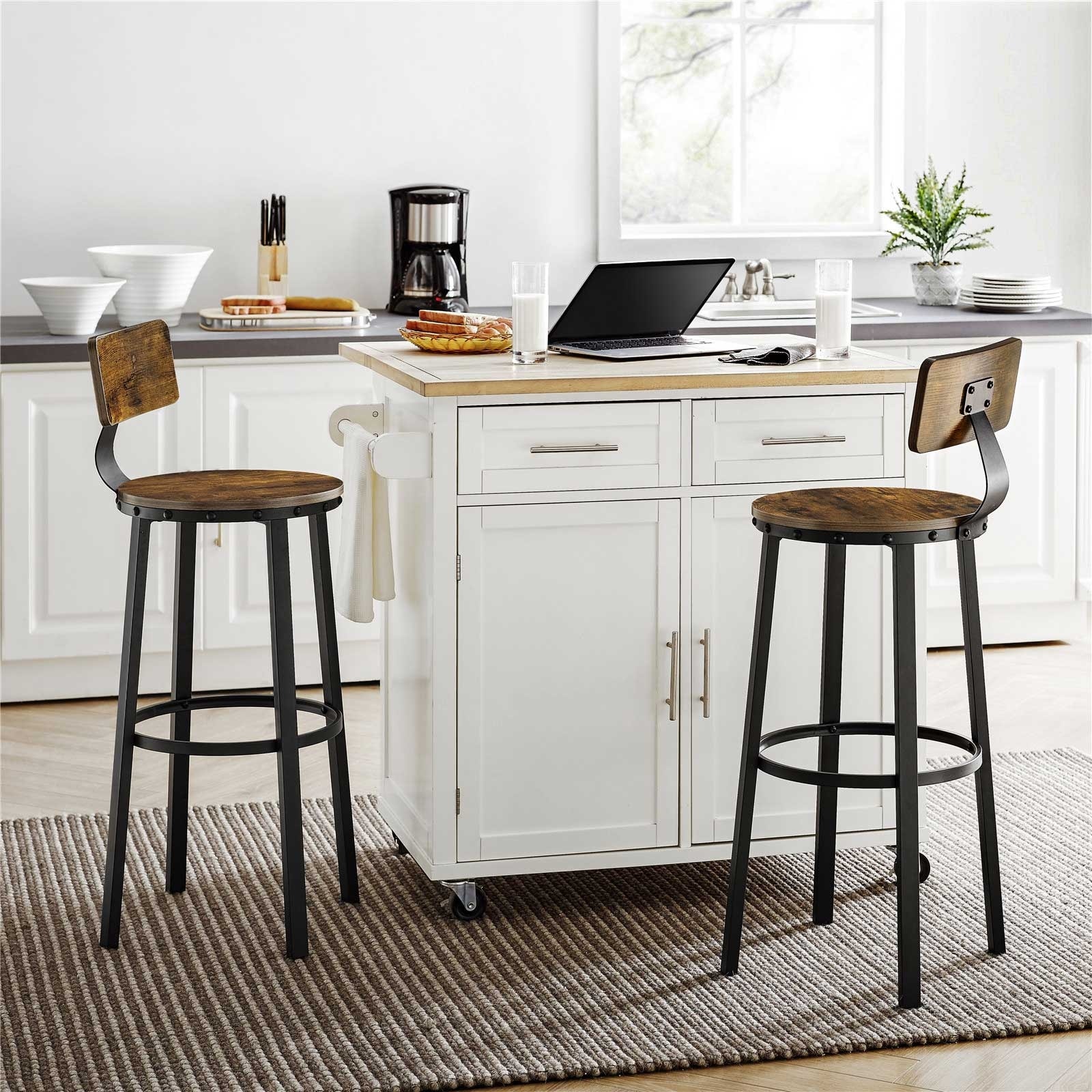 VASAGLE Bar Stools Tall Bar Chairs with Backrest Set of 2