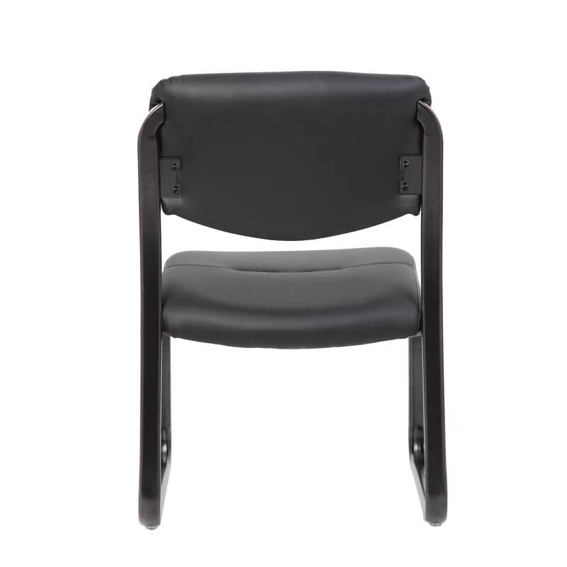 Eve Side Chair with Sled Base, Steel Frame, Black Faux Leather